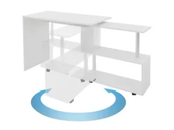 ML-Design Eckschreibtisch Drehbar L-Form Weiß Glänzend 150x88x75 cm