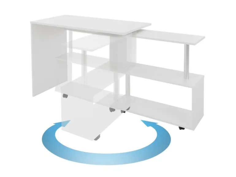 ML-Design Eckschreibtisch Drehbar L-Form Weiß Glänzend 150x88x75 cm