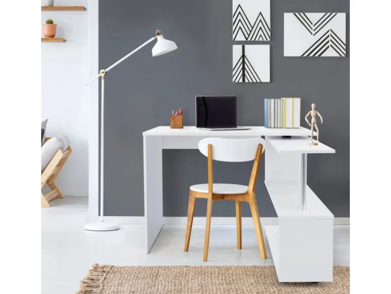 ML-Design Eckschreibtisch Drehbar L-Form Weiß Glänzend 150x88x75 cm