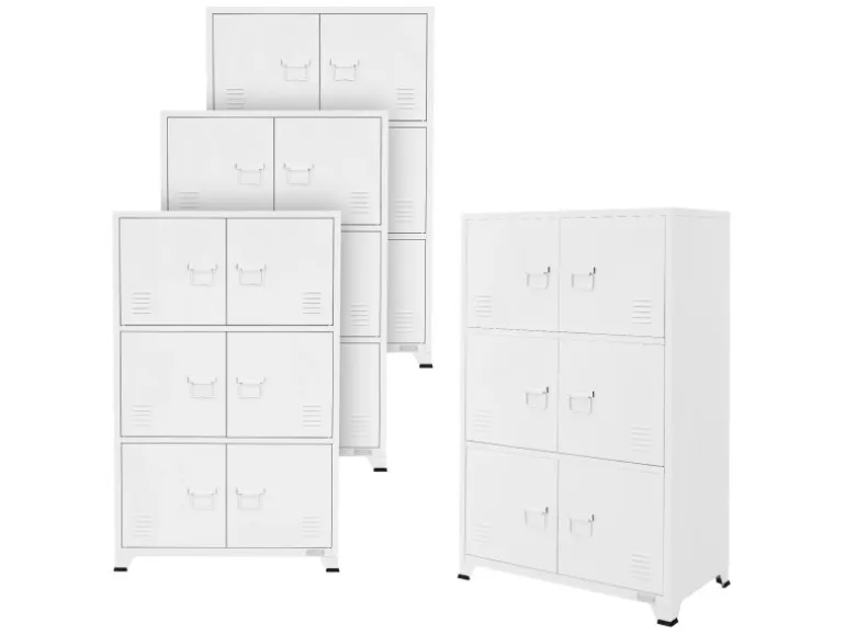ML-Design 4Er Set Aktenschrank 75x40x120 cm Weiß Stahl Freistehend