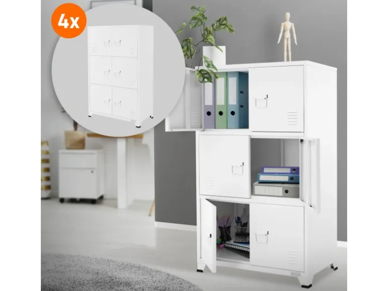 ML-Design 4Er Set Aktenschrank 75x40x120 cm Weiß Stahl Freistehend