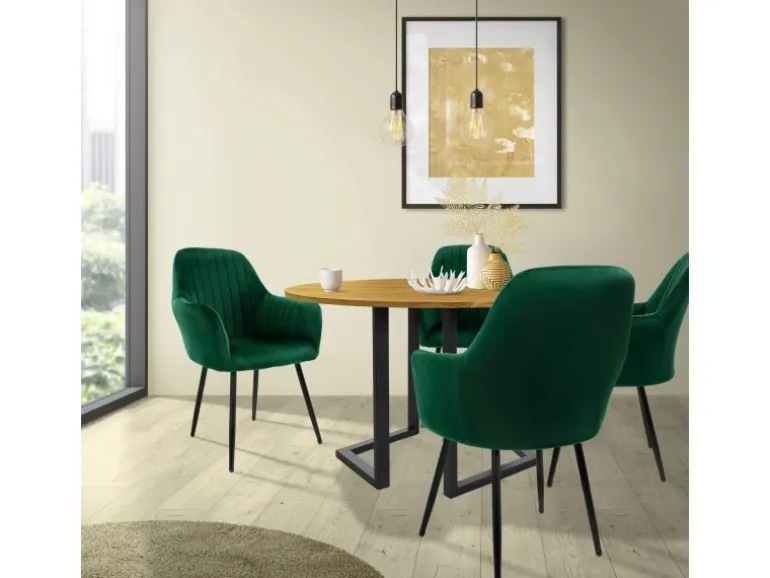 ML-Design 2er Set Esszimmerstühle mit Rücken- und Armlehnen Grün aus Samt