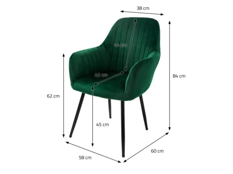 ML-Design 2er Set Esszimmerstühle mit Rücken- und Armlehnen Grün aus Samt