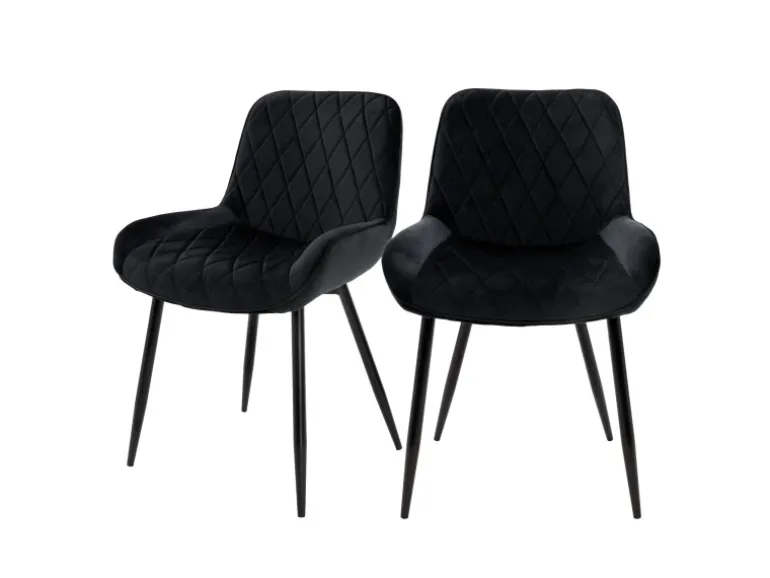 ML-Design 2Er Set Esszimmerstühle mit Rücken und Armlehnen Schwarz Samt