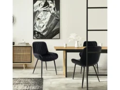 ML-Design 2Er Set Esszimmerstühle mit Rücken und Armlehnen Schwarz Samt