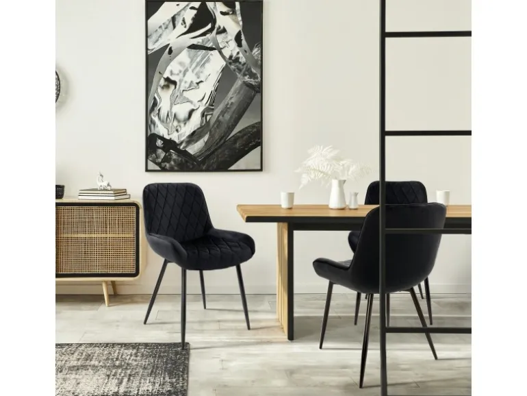 ML-Design 2Er Set Esszimmerstühle mit Rücken und Armlehnen Schwarz Samt