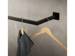 ML-Design 2Er Set Kleiderstange Rechteck für die Wand 12x60 cm Schwarz aus Stahl