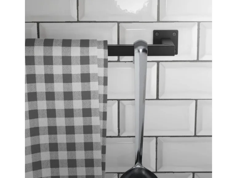 ML-Design 2Er Set Kleiderstange Rechteck für die Wand 12x60 cm Schwarz aus Stahl