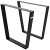 ML-Design 2Er Set Tischbeine Trapez 75x72 cm V-Form Schwarz Profil 8x2 cm Stahl
