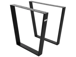 ML-Design 2Er Set Tischbeine Trapez 75x72 cm V-Form Schwarz Profil 8x2 cm Stahl