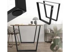 ML-Design 2Er Set Tischbeine Trapez 75x72 cm V-Form Schwarz Profil 8x2 cm Stahl