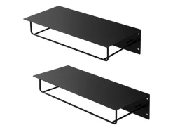 ML-Design 2Er Set Wandgarderobe mit Hakenleiste Kleiderstange 60x30x15cm Schwarz