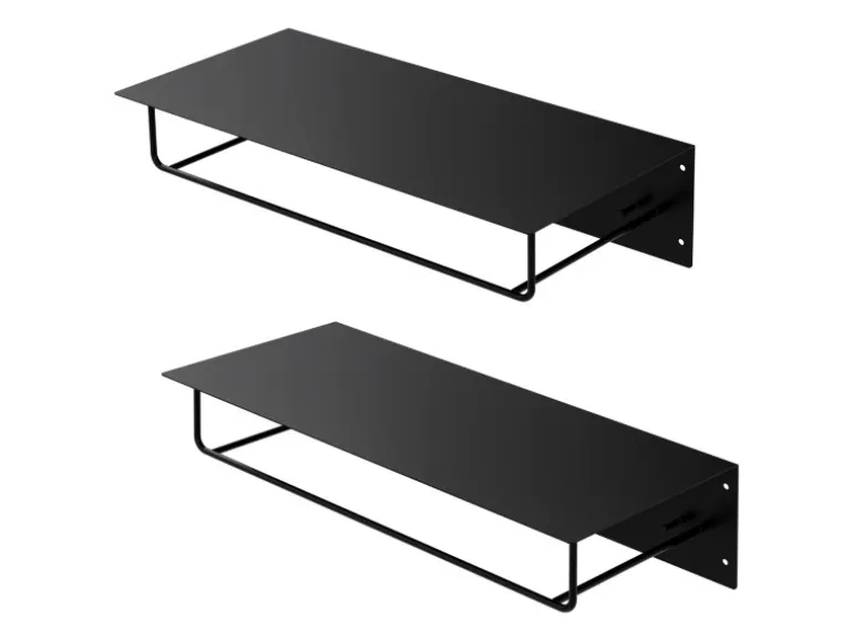 ML-Design 2Er Set Wandgarderobe mit Hakenleiste Kleiderstange 60x30x15cm Schwarz