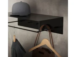 ML-Design 2Er Set Wandgarderobe mit Hakenleiste Kleiderstange 60x30x15cm Schwarz