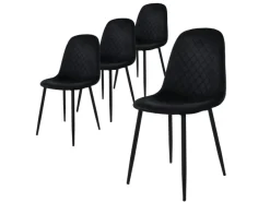 ML-Design Esszimmerstühle 4er Set Schwarz Küchenstuhl mit Samtbezug