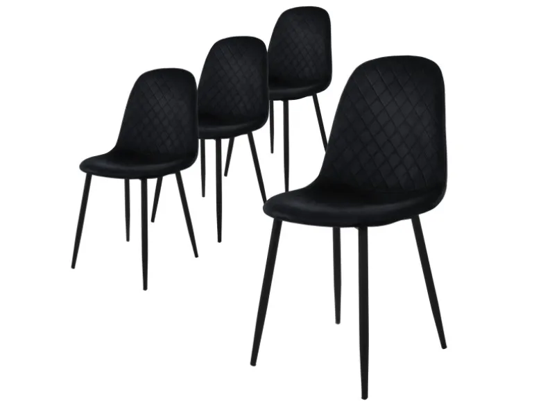 ML-Design Esszimmerstühle 4er Set Schwarz Küchenstuhl mit Samtbezug