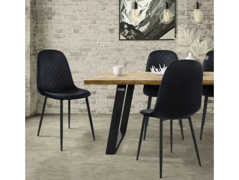ML-Design Esszimmerstühle 4er Set Schwarz Küchenstuhl mit Samtbezug