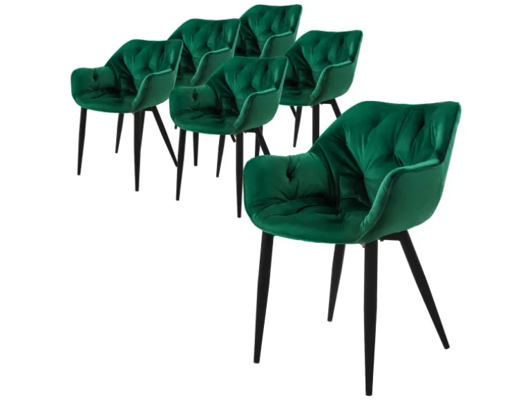 ML-Design Esszimmerstühle 6Er Set Dunkelgrün Küchenstuhl mit Dickem Samtstoff