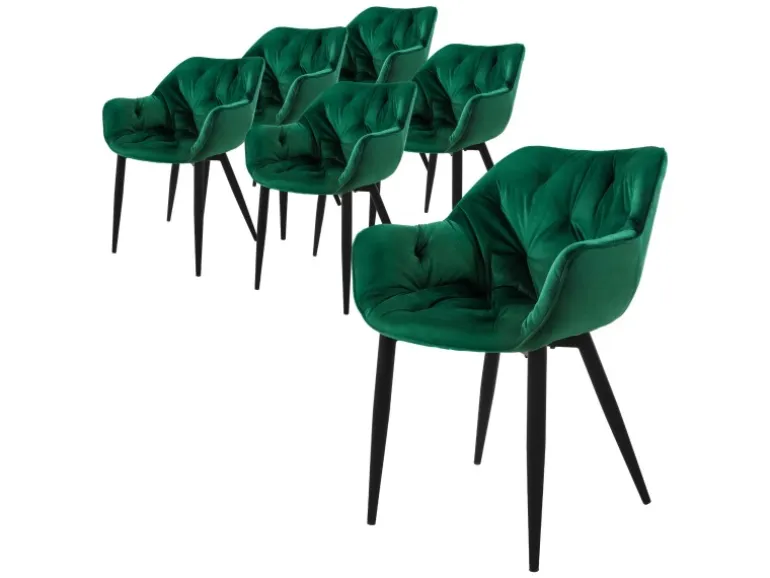 ML-Design Esszimmerstühle 6Er Set Dunkelgrün Küchenstuhl mit Dickem Samtstoff