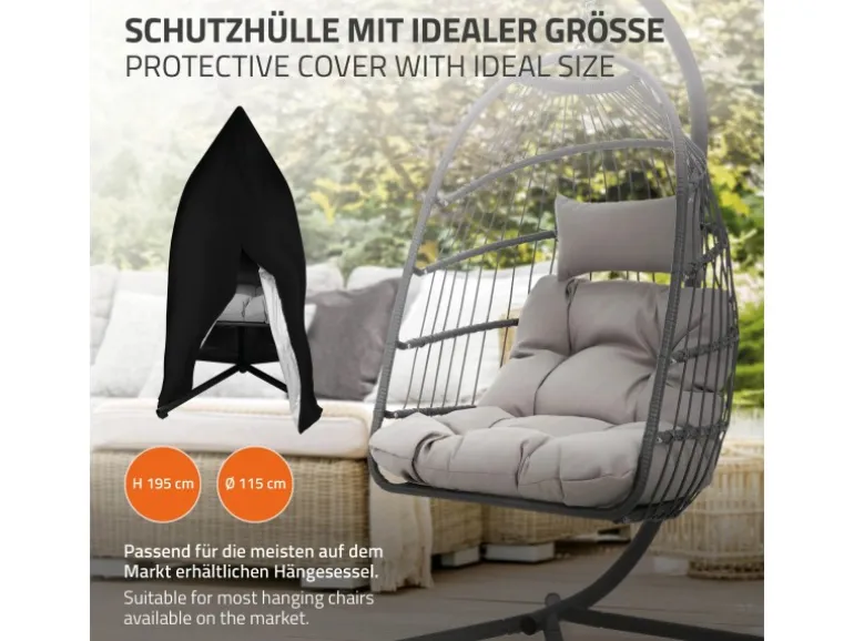 ML-Design Hängesessel Abdeckung mit Reißverschluss und Kordelzug 190x115 cm