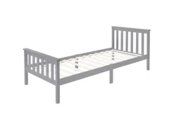ML-Design Holzbett 90x200 cm Hellgrau Bettgestell mit Lattenrost und Füße