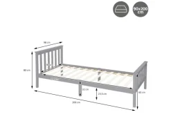 ML-Design Holzbett 90x200 cm Hellgrau Bettgestell mit Lattenrost und Füße