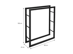 ML-Design Kaminholzregal 80x100x25 cm Rechteckig Schwarz Metall Innen/Außen