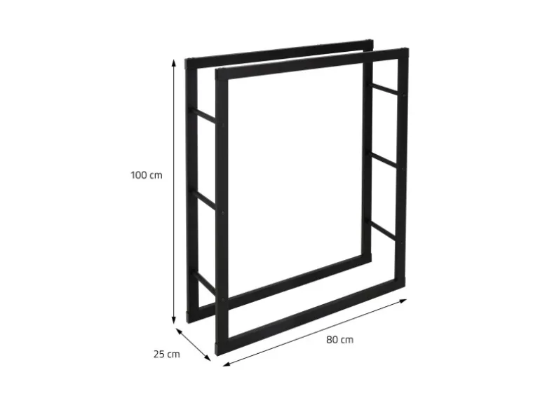 ML-Design Kaminholzregal 80x100x25 cm Rechteckig Schwarz Metall Innen/Außen