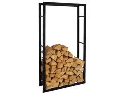 ML-Design Kaminholzregal 80x150x25 cm Rechteckig Schwarz Metall Innen/Außen