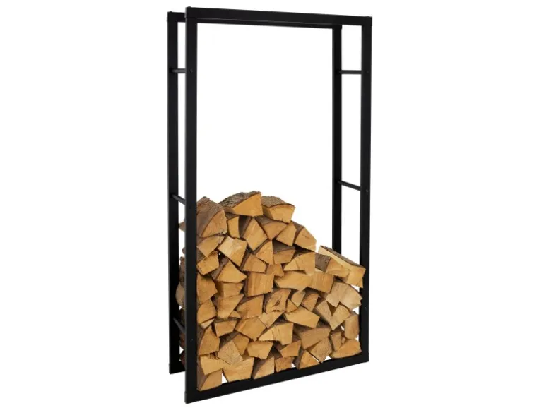 ML-Design Kaminholzregal 80x150x25 cm Rechteckig Schwarz Metall Innen/Außen