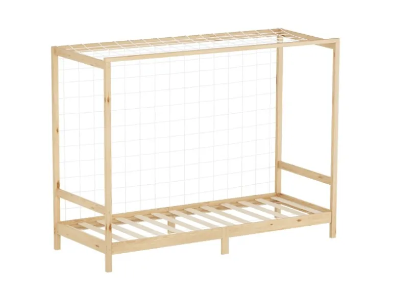 ML-Design Kinderbett Fußballtor 90x200 cm Natur Kiefernholz Massiv