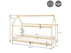 ML-Design Kinderbett 80x160 cm Weiß mit Matratze Rausfallschutz Dach