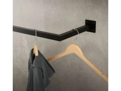 ML-Design Kleiderstange Rechteck für Wand T30cmxB110cm Schwarz aus Stahl U-Form