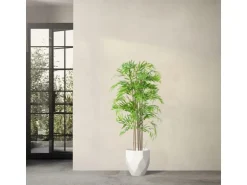ML-Design Künstlicher Bambus 150cm Groß Kunstpflanze mit Echtholzstamm