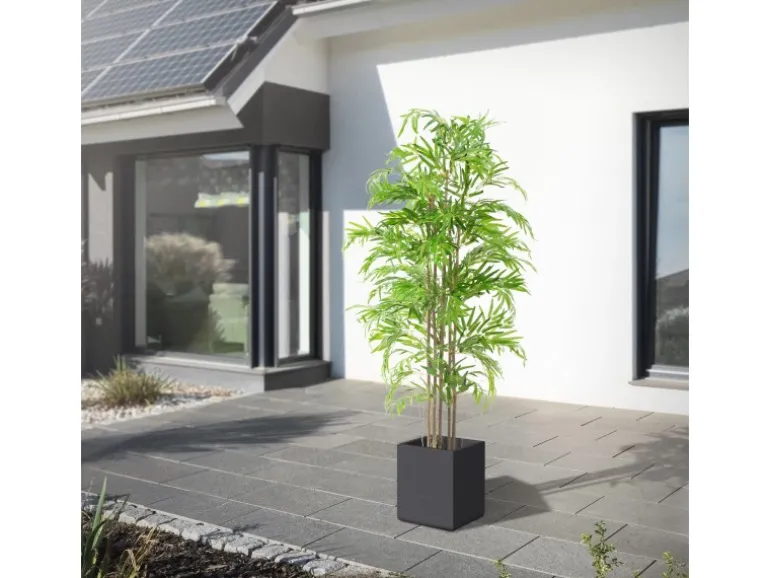 ML-Design Künstlicher Bambus 180cm Groß Kunstpflanze mit Echtholzstamm