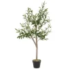 ML-Design Künstlicher Olivenbaum im Topf 120cm Groß mit Naturholzstamm