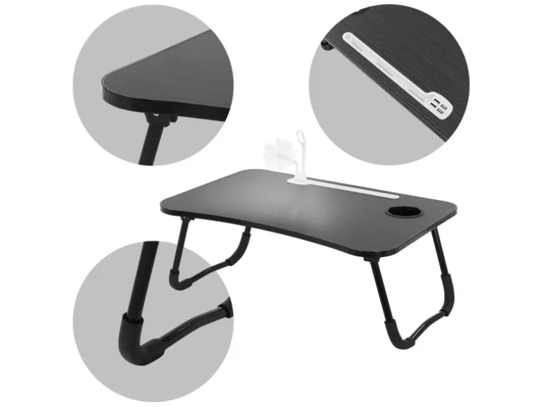 ML-Design Laptoptisch für Bett Schwarz 60x40 cm Betttisch Klappbar