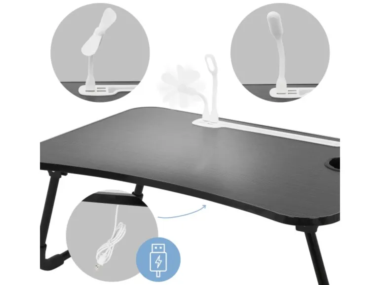 ML-Design Laptoptisch für Bett Schwarz 60x40 cm Betttisch Klappbar