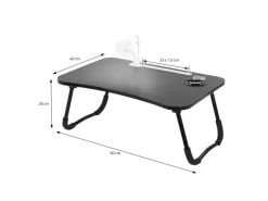 ML-Design Laptoptisch für Bett Schwarz 60x40 cm Betttisch Klappbar