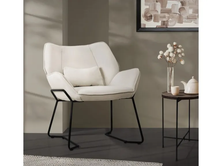 ML-Design Loungesessel Beige mit Leinenbezug mit Armlehne und Rückenlehne