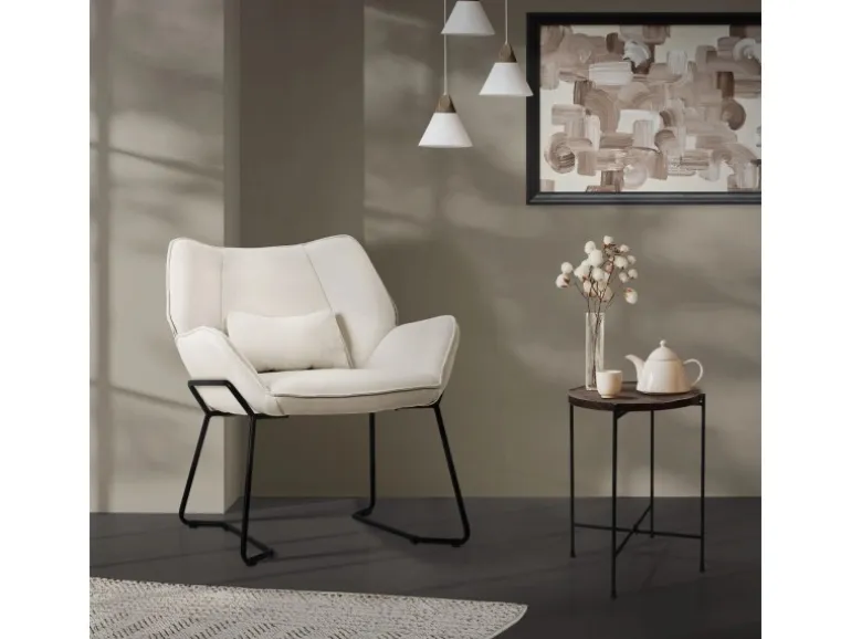 ML-Design Loungesessel Beige mit Leinenbezug mit Armlehne und Rückenlehne
