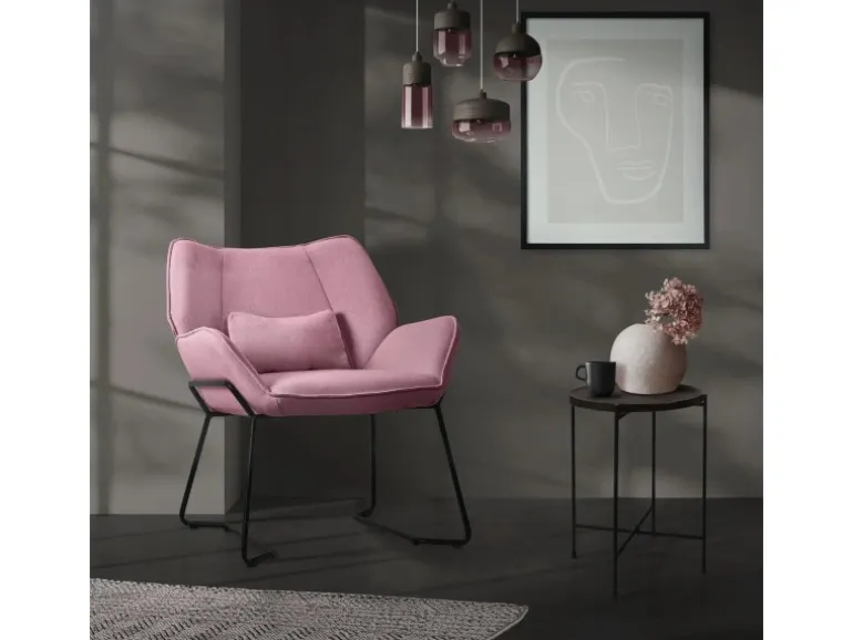 ML-Design Loungesessel Rosa mit Leinenbezug mit Armlehne und Rückenlehne