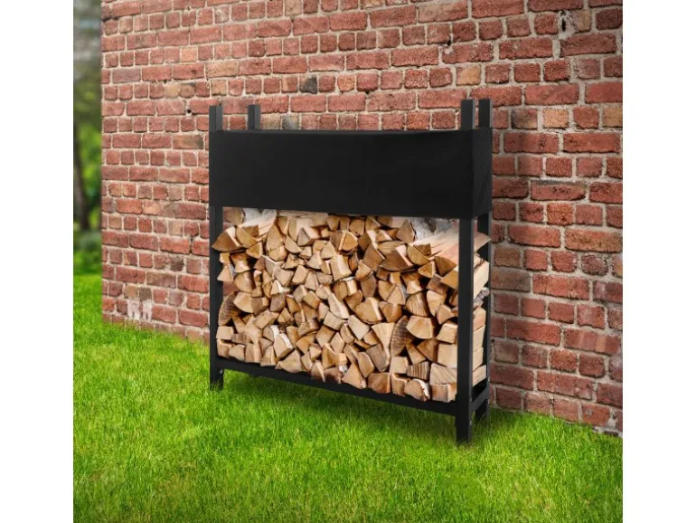 ML-Design Metall Kaminholzregal mit Abdeckung 113x25x115 cm Anthrazit Stahl