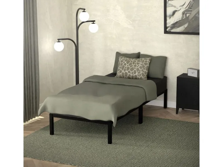 ML-Design Metallbett 90x200cm auf Stahlrahmen mit Lattenrost Schwarz Bettgestell