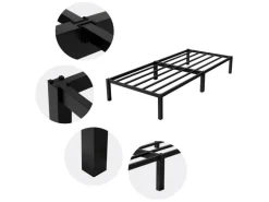 ML-Design Metallbett 90x200cm auf Stahlrahmen mit Lattenrost Schwarz Bettgestell