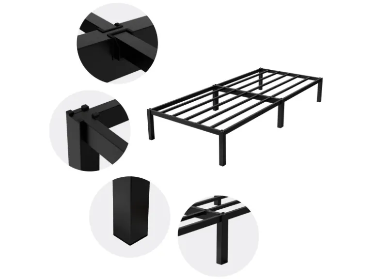 ML-Design Metallbett 90x200cm auf Stahlrahmen mit Lattenrost Schwarz Bettgestell