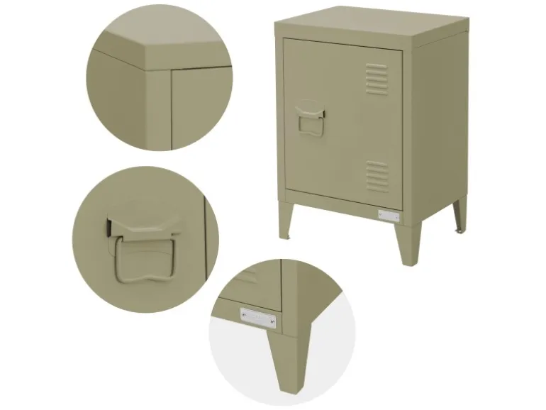 ML-Design Nachttisch in Olive 40x30x58 cm aus Stahl Industriedesign