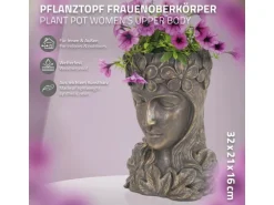 ML-Design Pflanztopf Frauenkopf Figur 21x16x32 cm Bronze Kunstharz Innen Außen