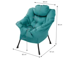 ML-Design Relaxsessel Petrol mit Armlehnen Kopfkissen und Seitentasche