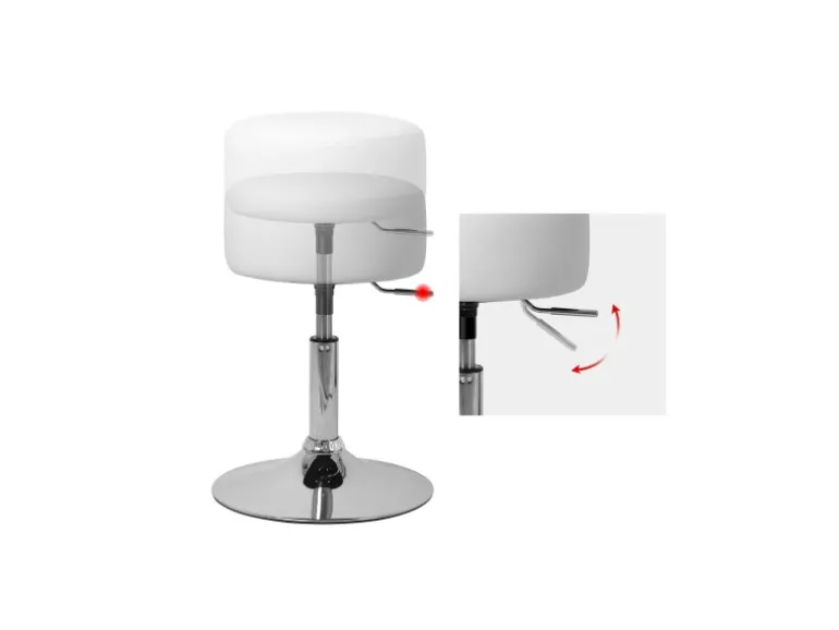 ML-Design Schminkhocker Weiß Runder Sitzhocker 33cm Höhenverstellbarer aus Stahl